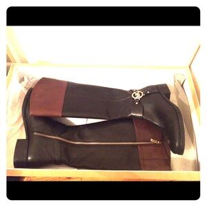 Michael Kors Black and Brown Tall Riding Boots